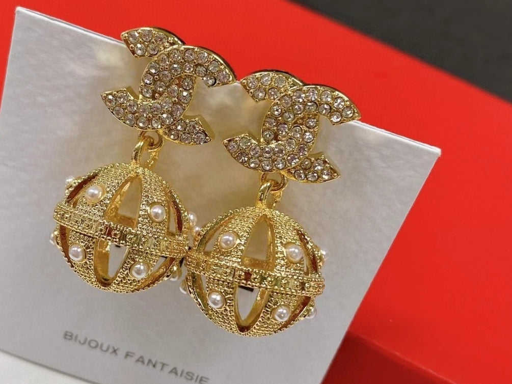 Chanel Ball Drop 18K Gold Earrings