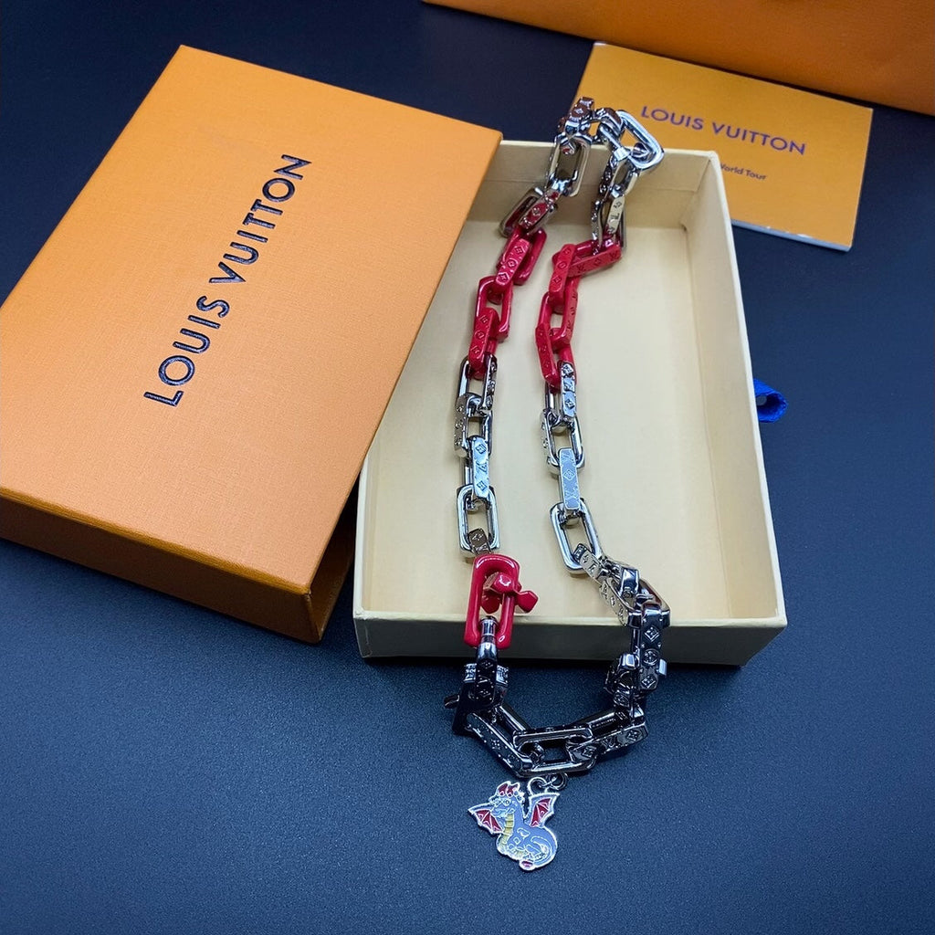 Louis Vuitton Dargon Monogram Chain 18K Gold Necklace