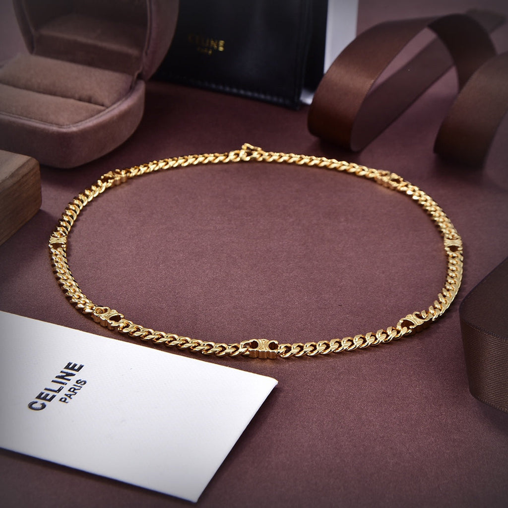 Dior Celine Small Gourmette 18K Gold Necklace