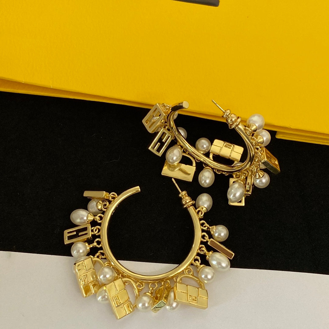 Fendi Pearls 18K Gold Earrings
