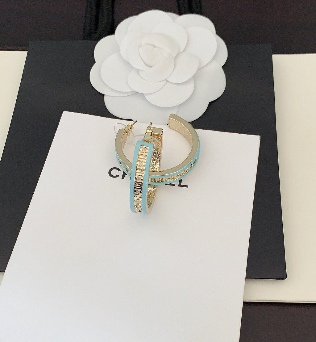 Chanel Blue Resin 18K Gold Earrings