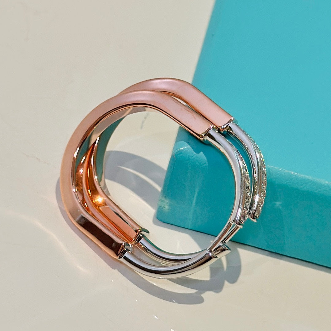 Tiffany Lock Diamond 18K Gold Earrings