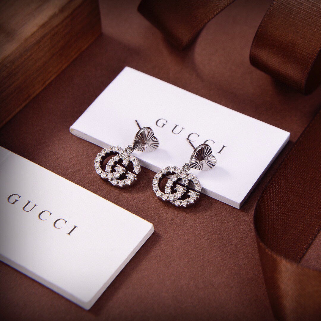 Gucci Double Running 18K Gold Earrings