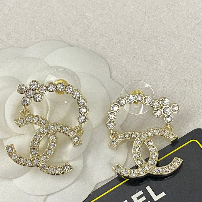 Chanel Diamond 18K Gold Earrings