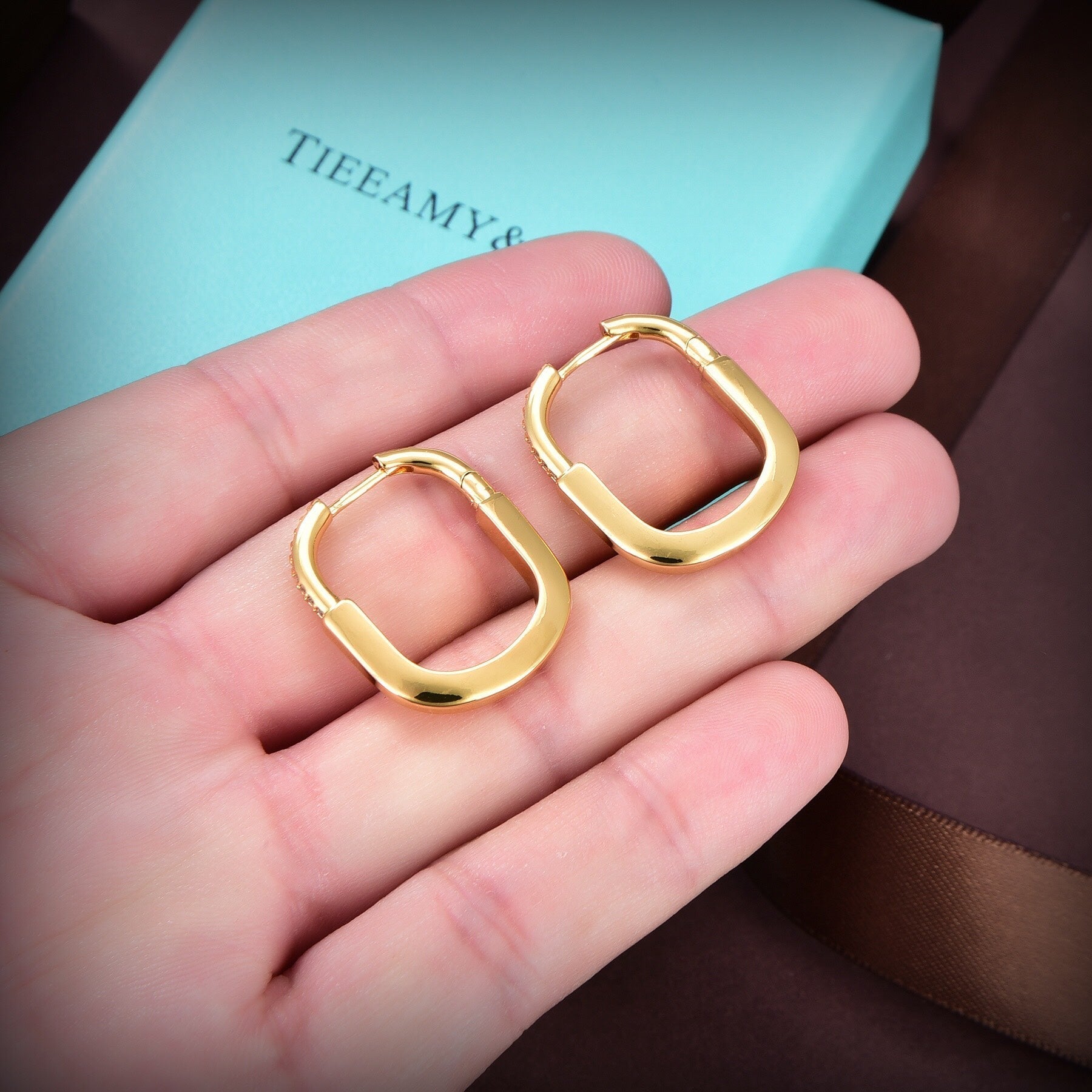 Tiffany Lock Diamonds Medium 18K Gold Earrings