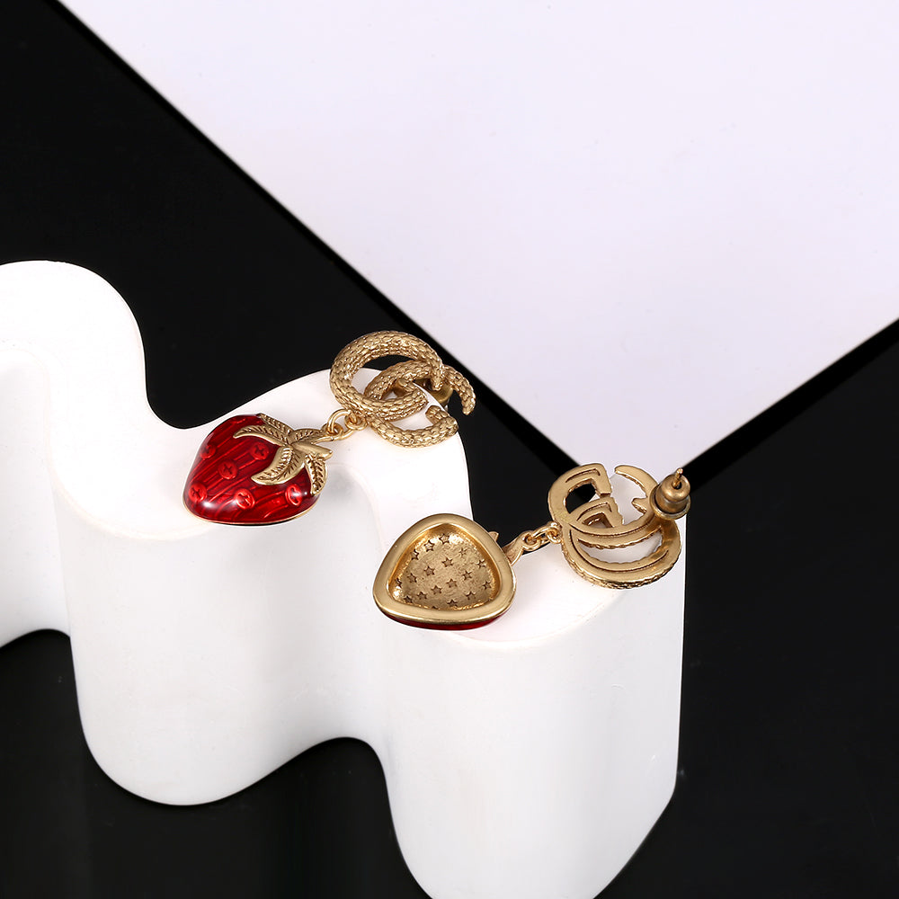 Gucci Double Strawberry 18K Gold Earrings