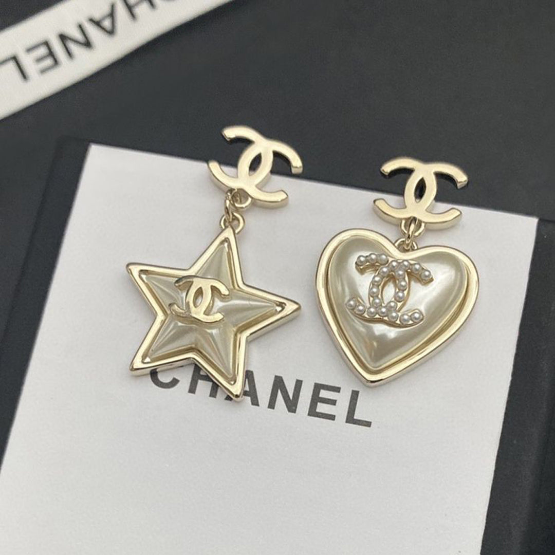 Chanel Heart & Star 18K Gold Earrings