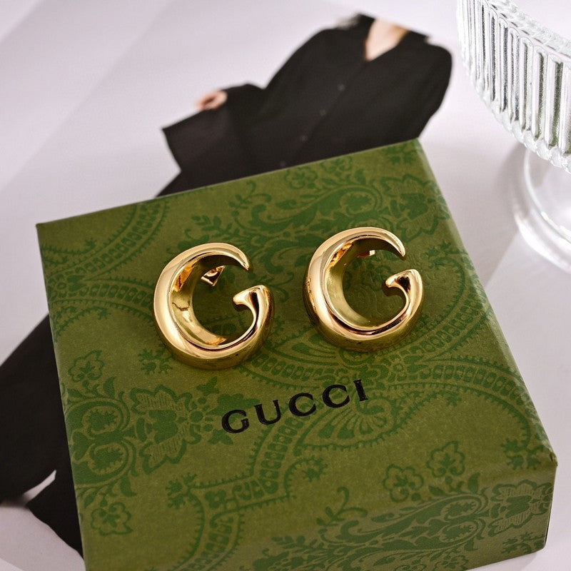 Gucci Double GucciLogo 18K Gold Earrings