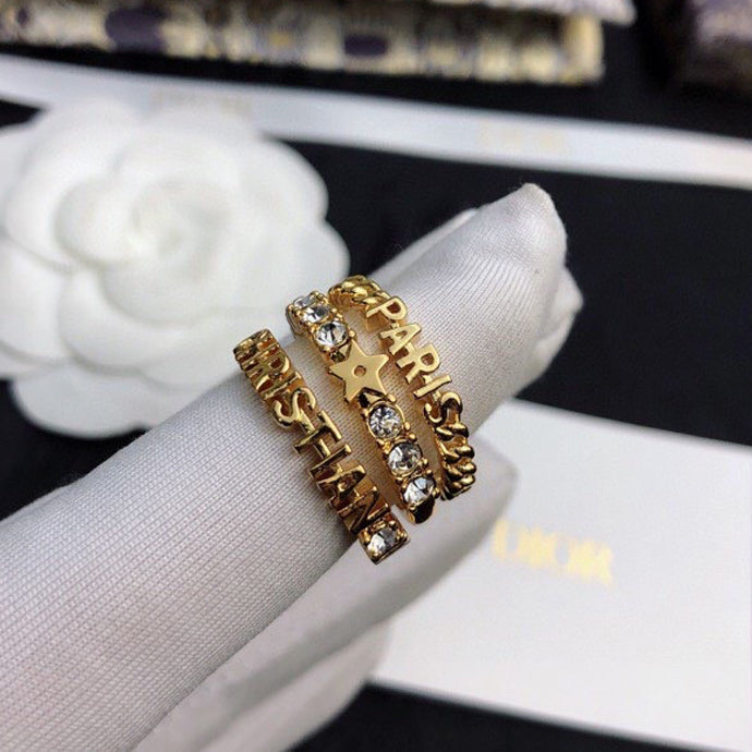 Dior Star Set Of Three 18K Gold Ring