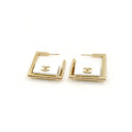 Chanel White Bag Pendant 18K Gold Earrings