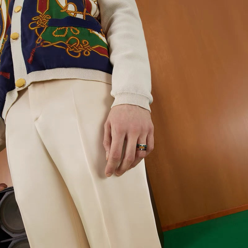 Gucci Double Link To Love Enamel And Diamond 18K Gold Ring
