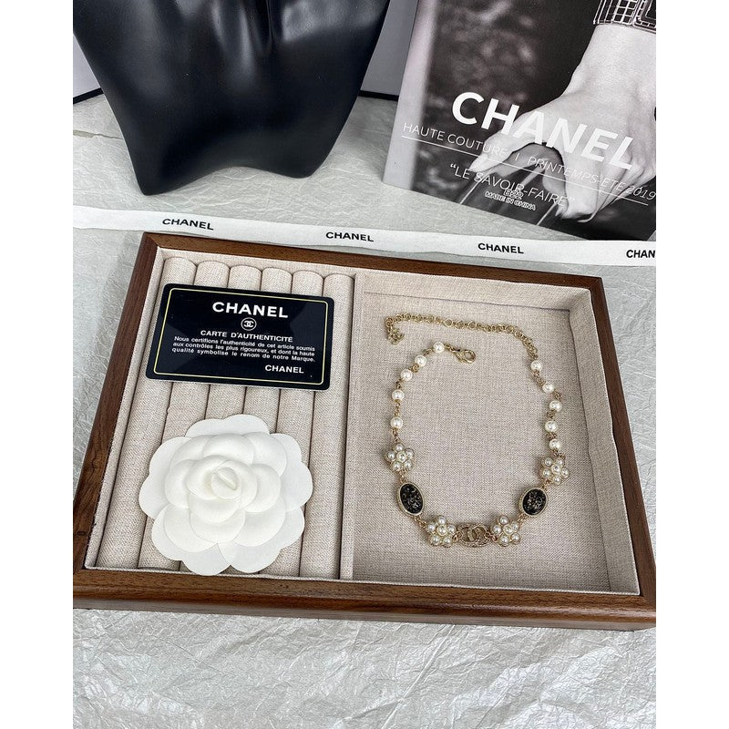 Chanel Black & Orange Crystal Choker 18K Gold Necklace
