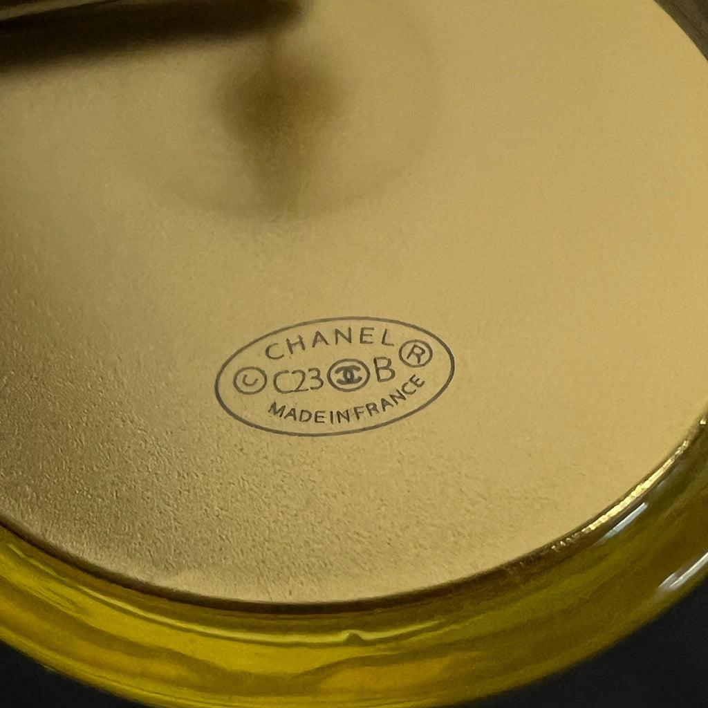 Chanel Vintage Yellow Crystal 18K Gold Earrings