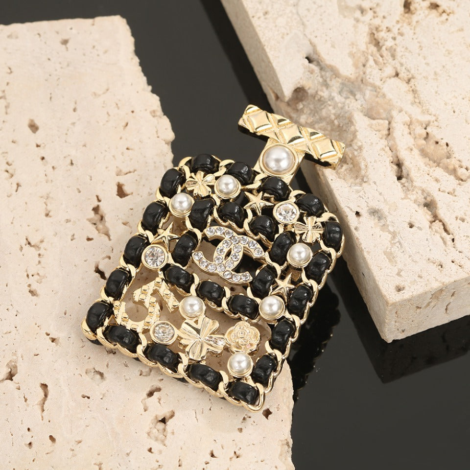 Chanel Bottle Strass 18K Gold Brooch