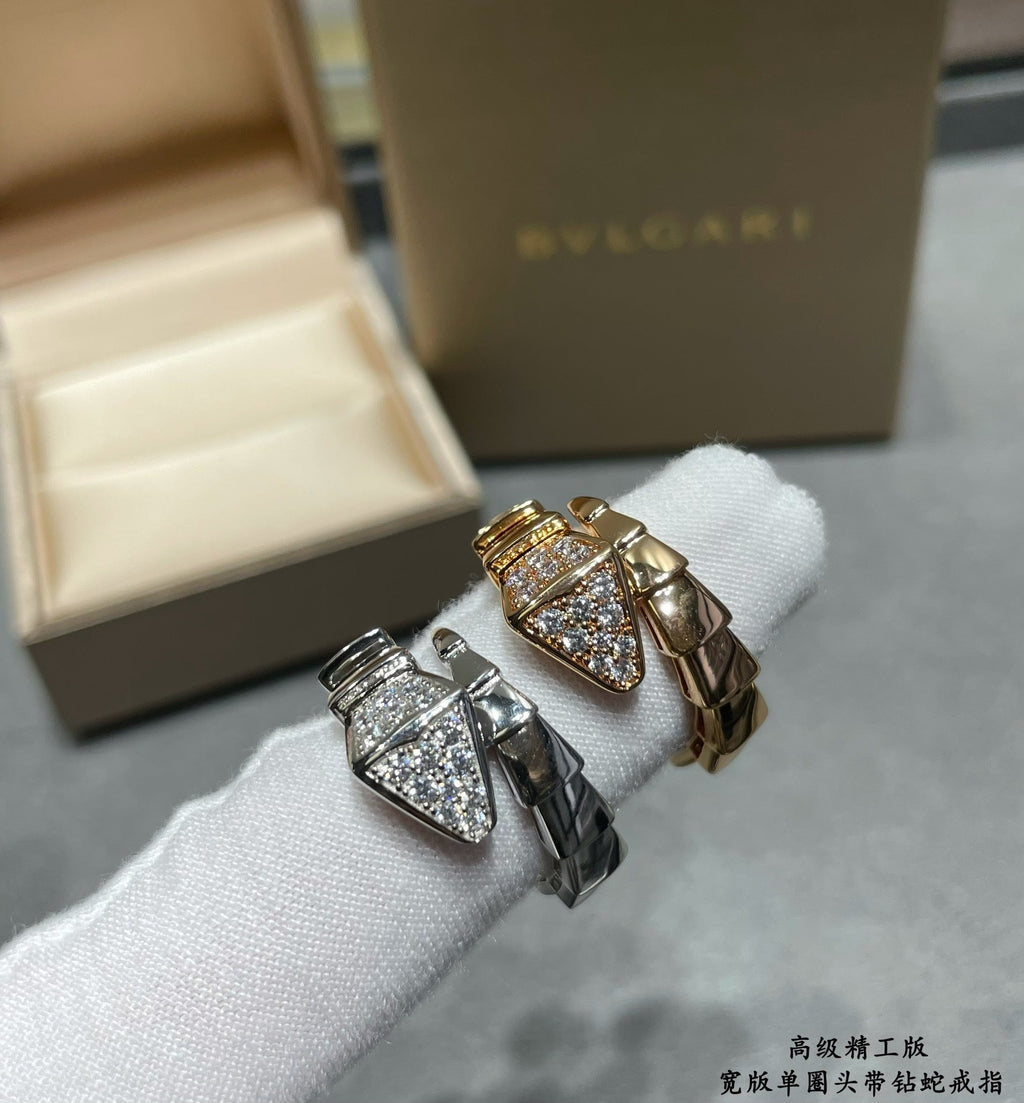 Bvlgari Serpenti Viper Head Diamond 18K Gold Ring