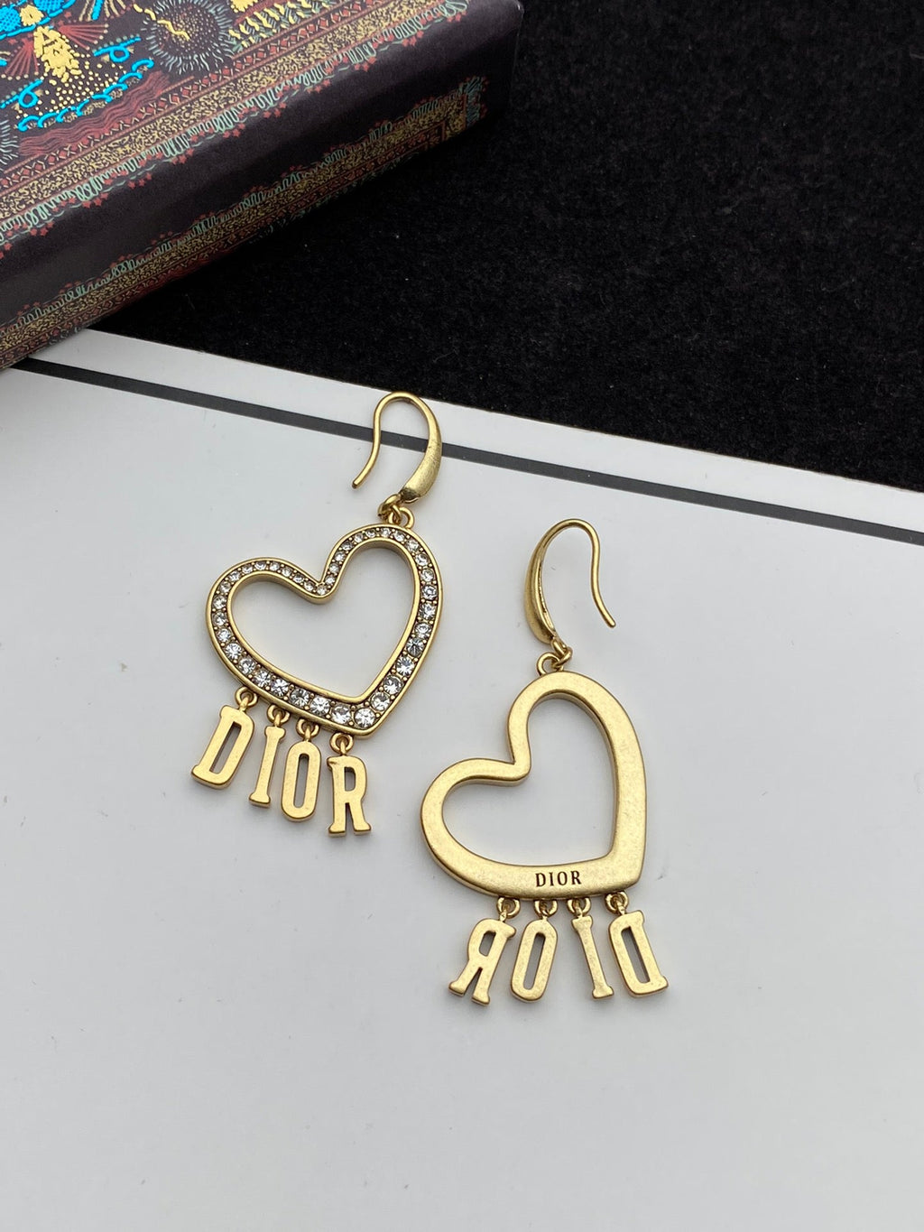 Dior Heart Crystal 18K Gold Earrings