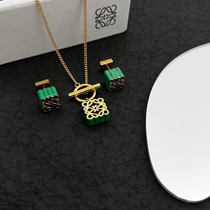 LOEWE Anagram Pendant 18K Gold Necklace