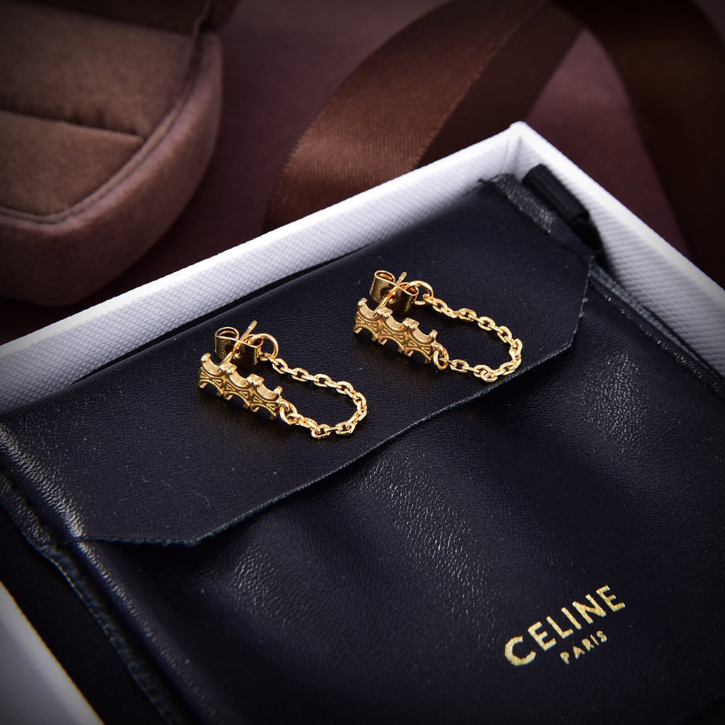 Celine Chain 18K Gold Earrings