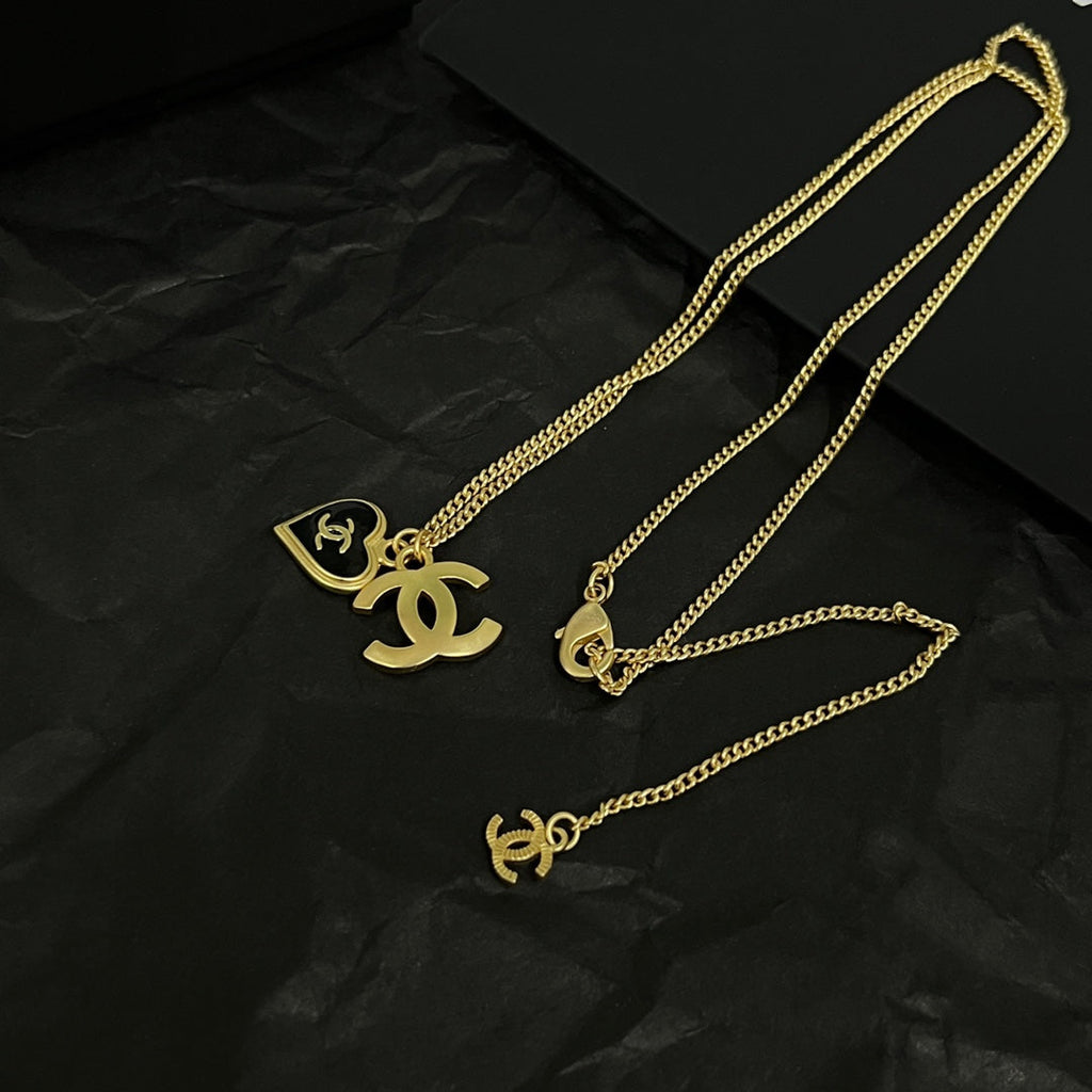 Chanel Black Heart 18K Gold Necklace