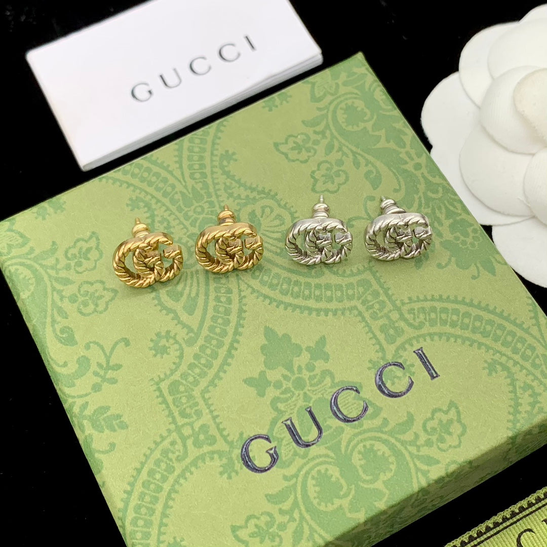 Gucci Double 18K Gold Earrings