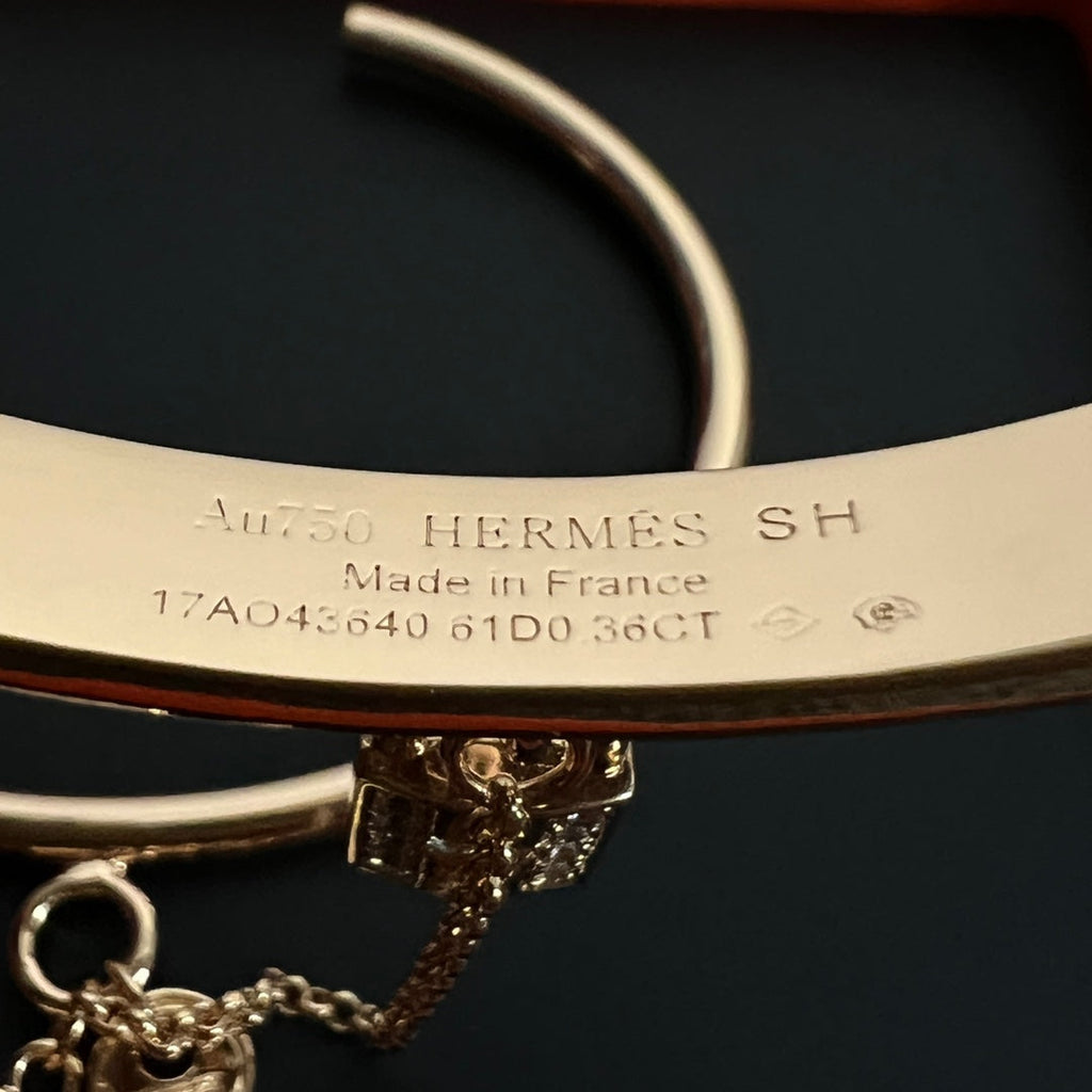 Hermes Kelly Clochette Diamonds 18K Gold Bracelet