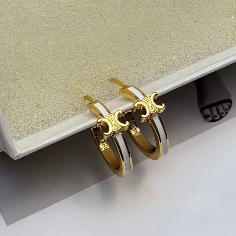 Celine Pearl Circle Gold 18K Gold Earrings