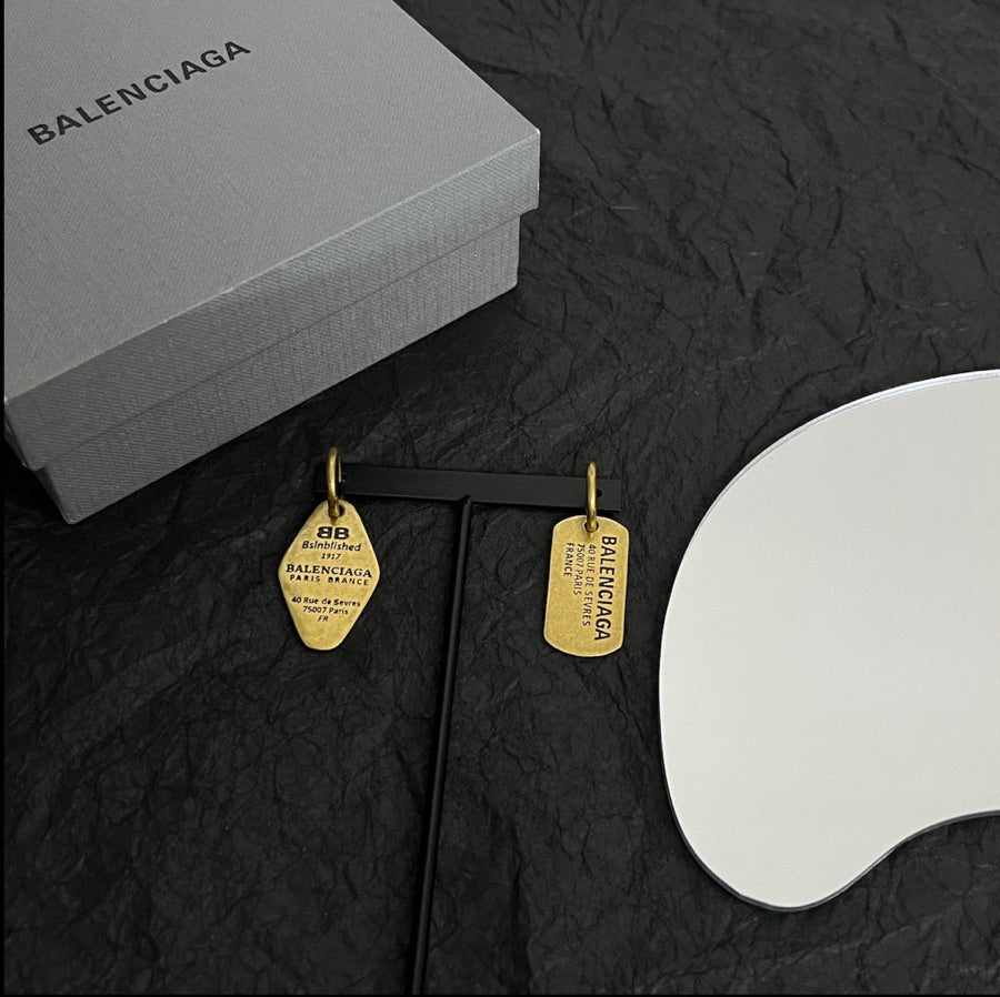 Balenciaga Plate 18K Gold Earrings