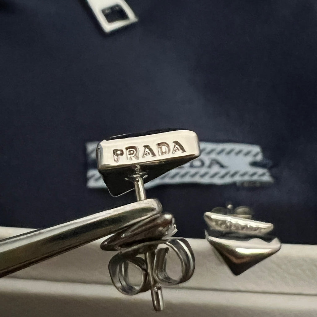Prada Triangle 18K Gold Earrings
