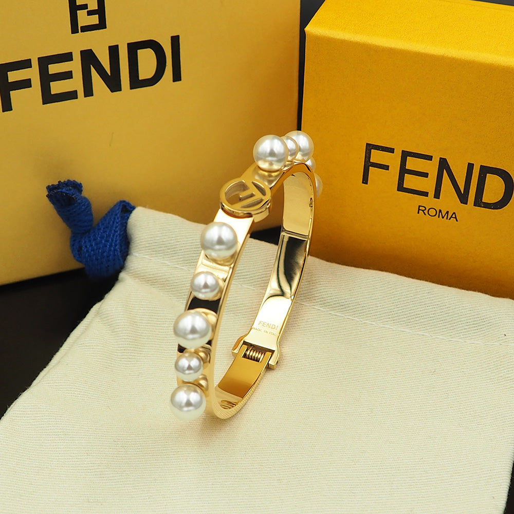 Fendi Pearls 18K Gold Bracelet
