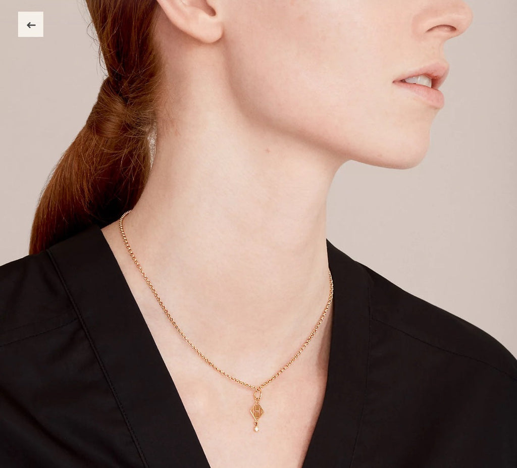 Hermes Gambade Pendant 18K Gold Necklace