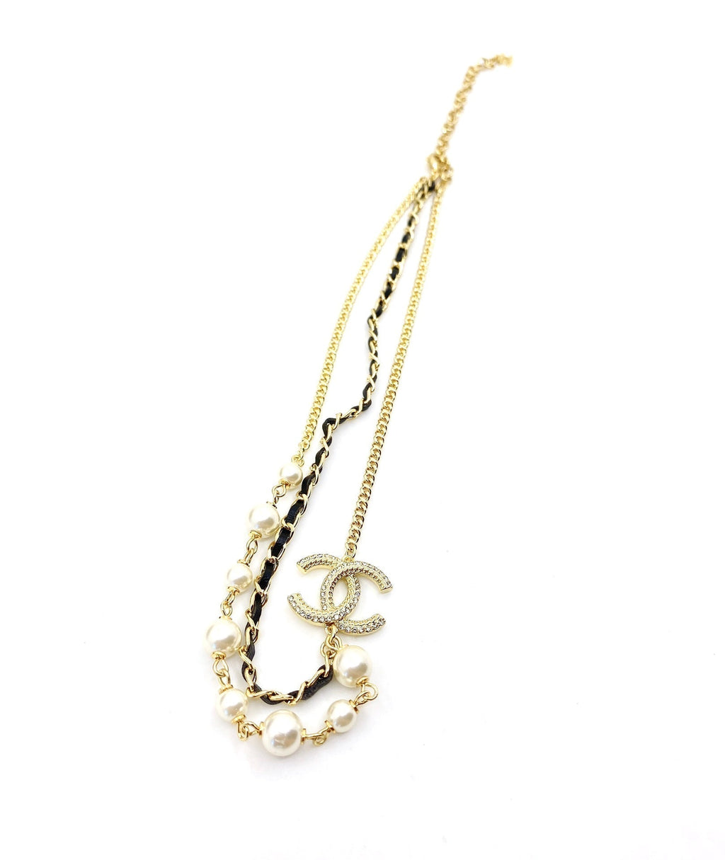 Chanel Pearls & Leather 18K Gold Necklace