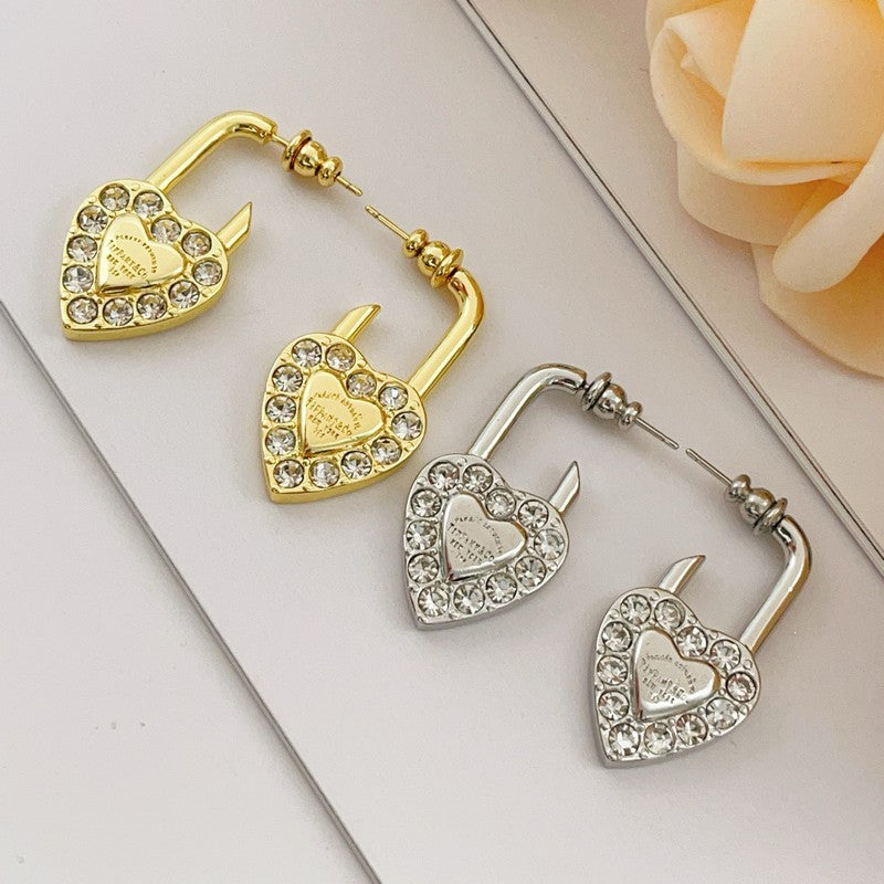 Tiffany Diamond Heart 18K Gold Earrings