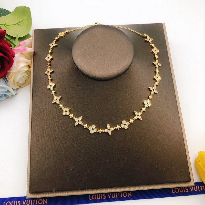 Louis Vuitton Blooming Crystals 18K Gold Necklace