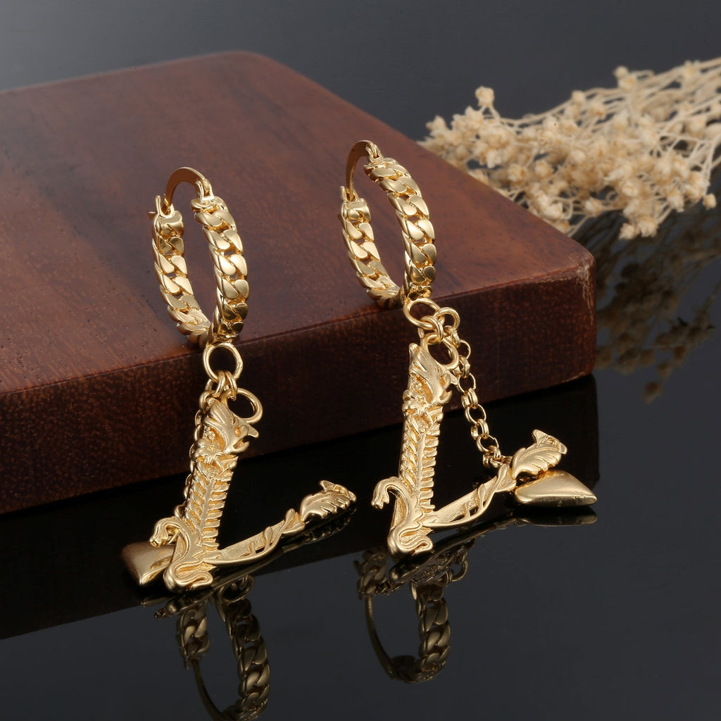 Heart Long 18K Gold Earrings