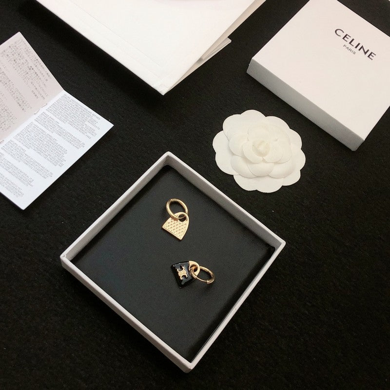 Celine Black Bag Gold 18K Gold Earrings