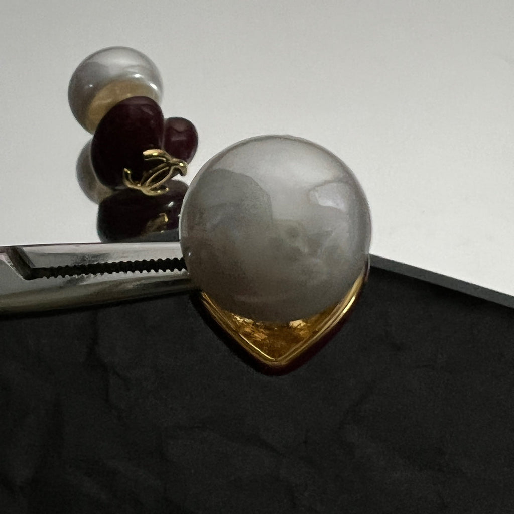 Chanel Red Heart 18K Gold Earrings