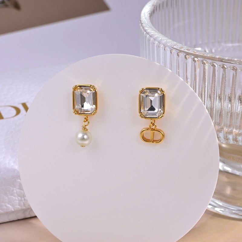 Dior Tribales Pearl Crystal 18K Gold Earrings