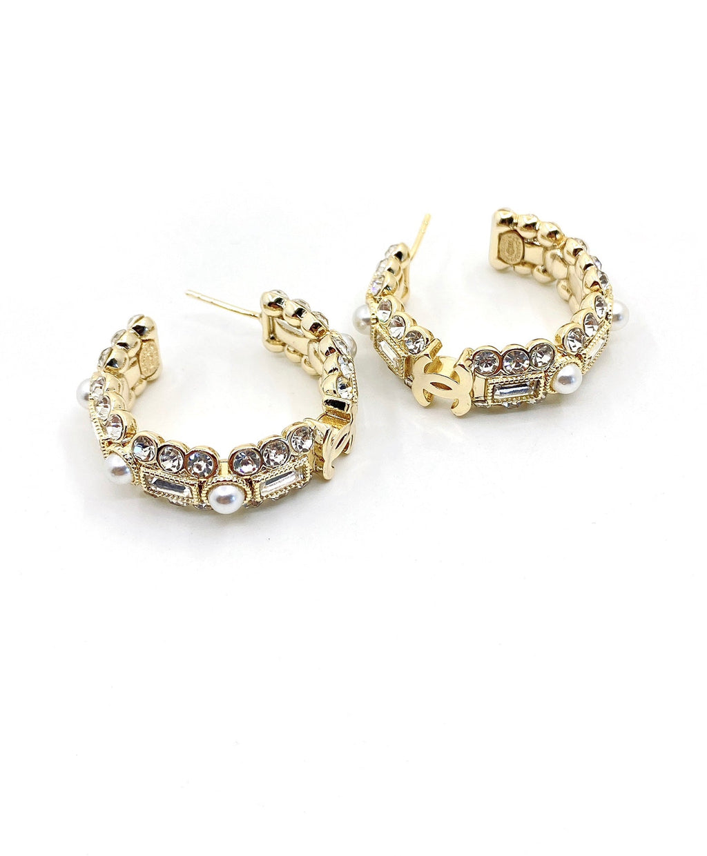 Chanel Crystals Circle 18K Gold Earrings