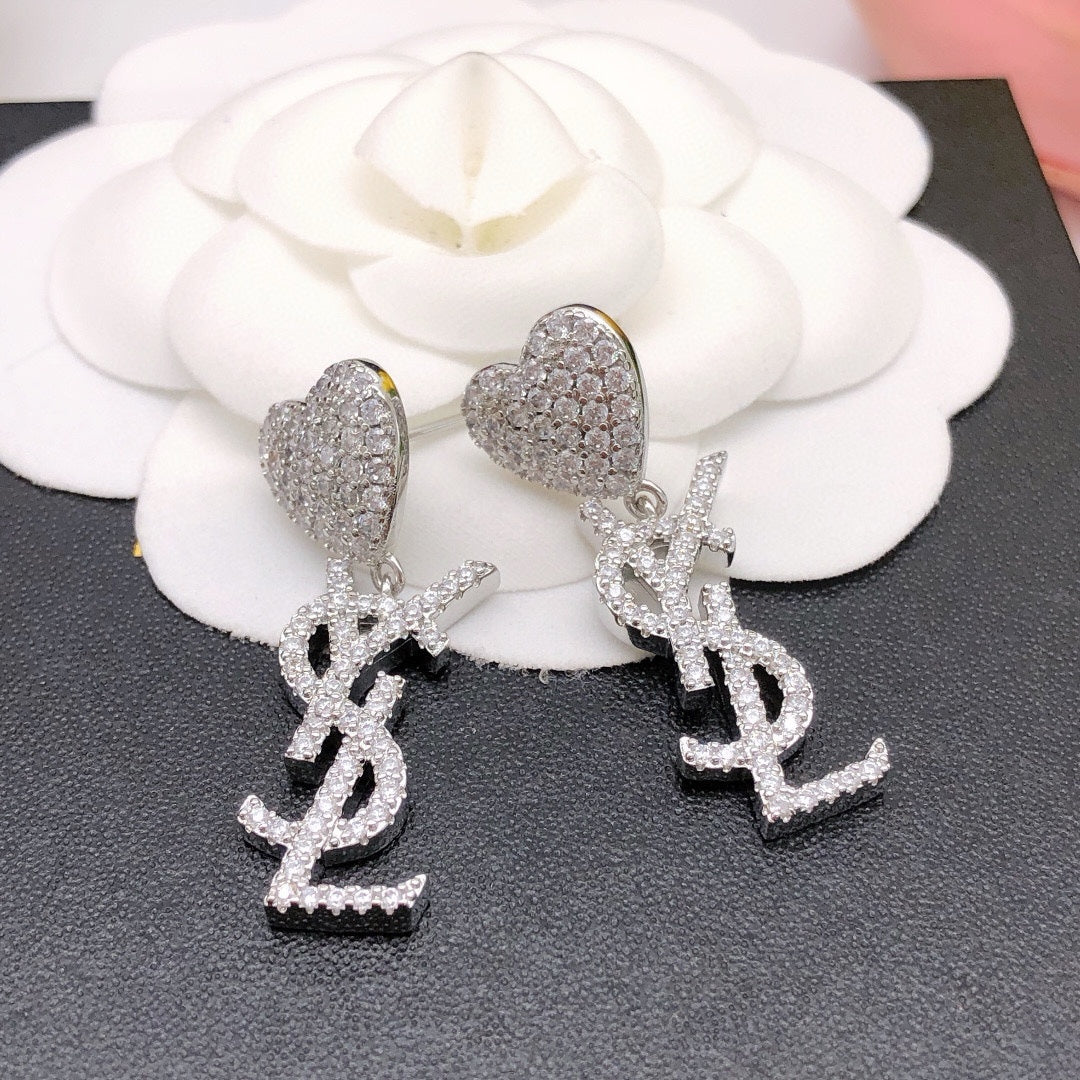 YSL Heart Diamonds 18K Gold Earrings