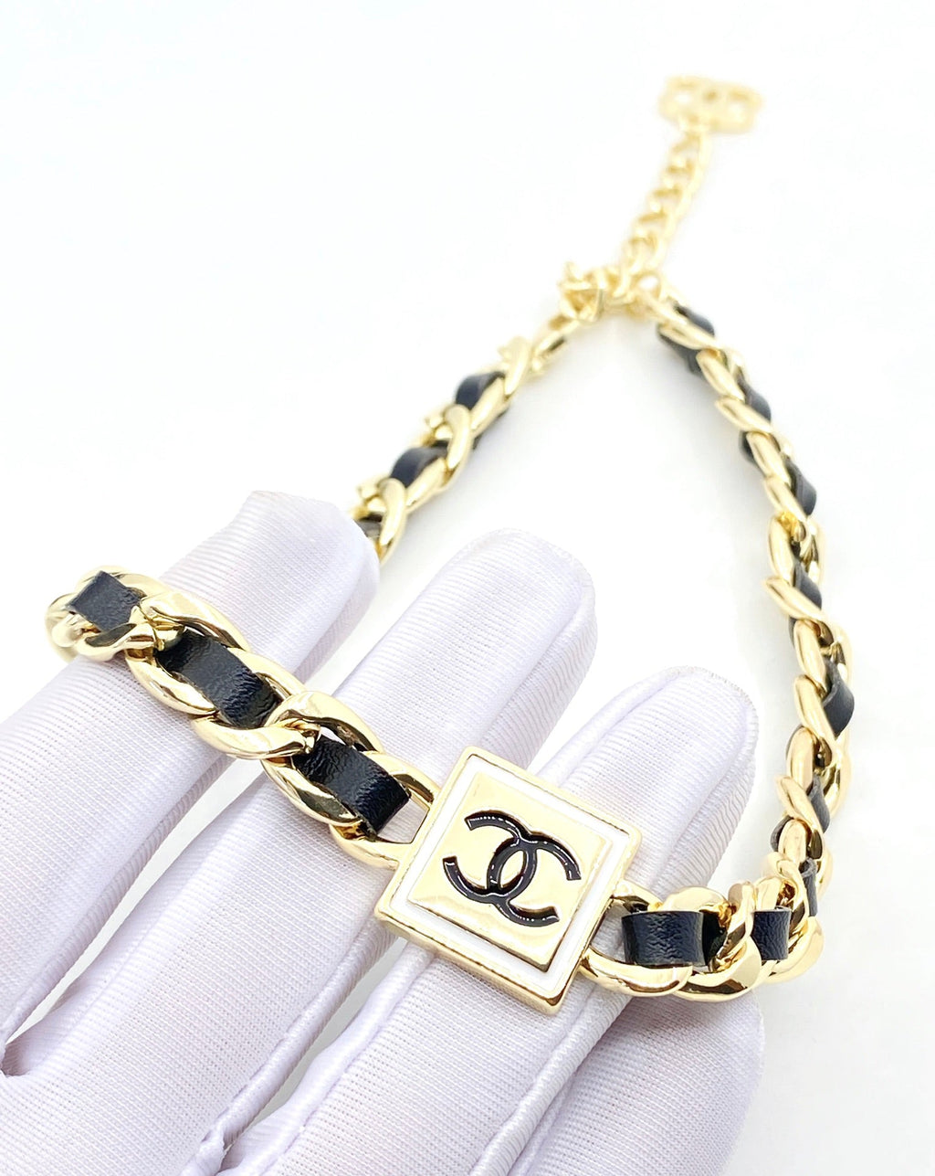 Chanel Leather 18K Gold Necklace