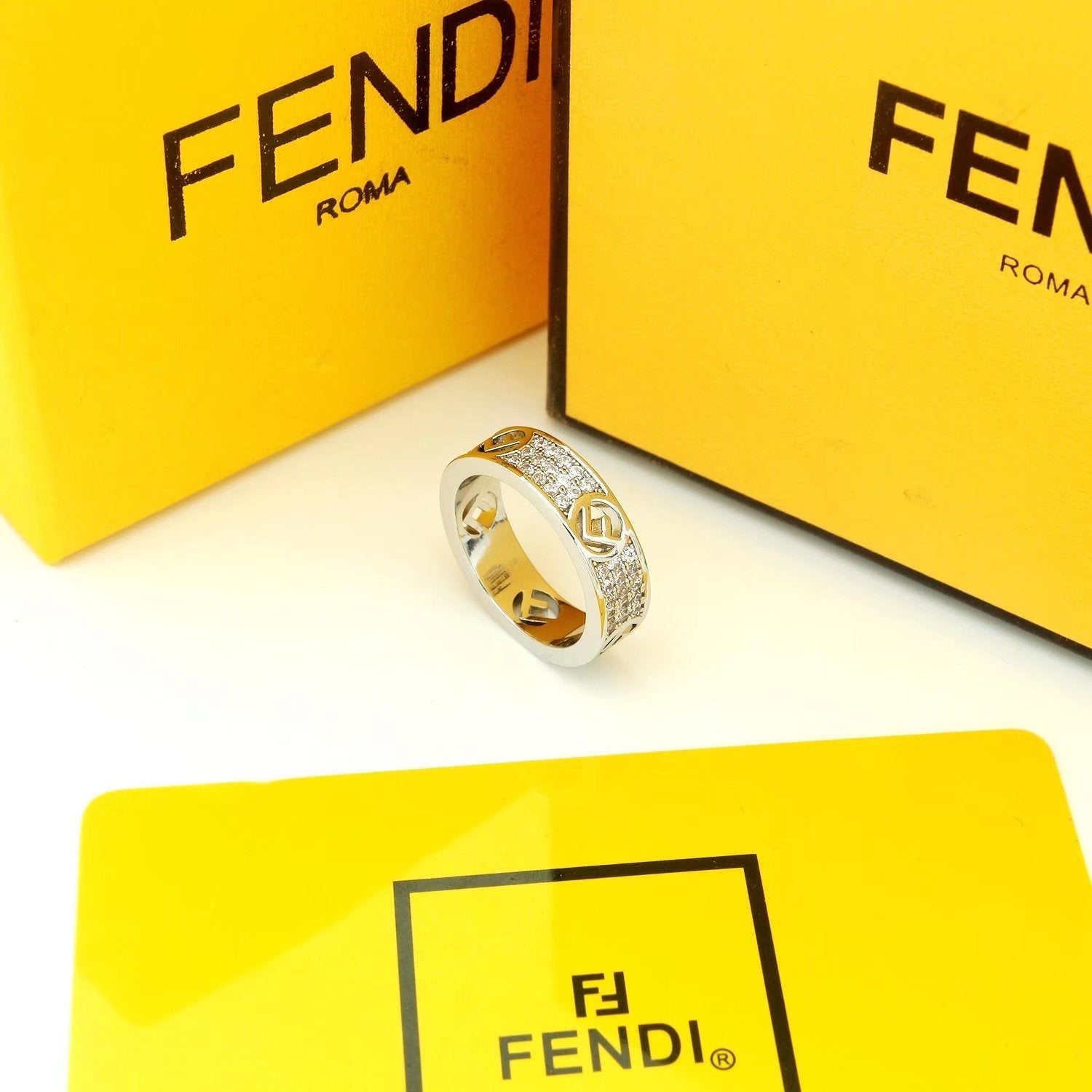 Fendi Is 18K White Gold Ring