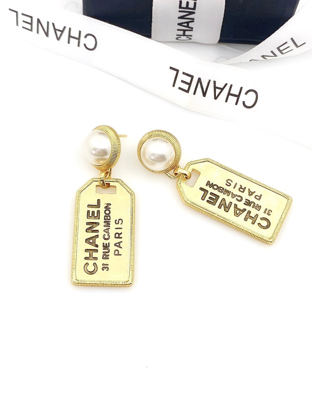 Chanel Paris Pearl 18K Gold Earrings