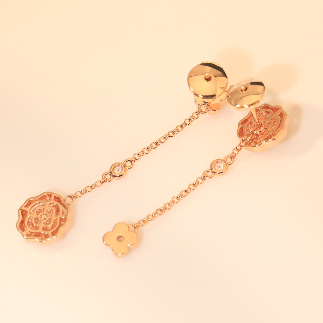 Chanel Camellia 18K Gold Earrings