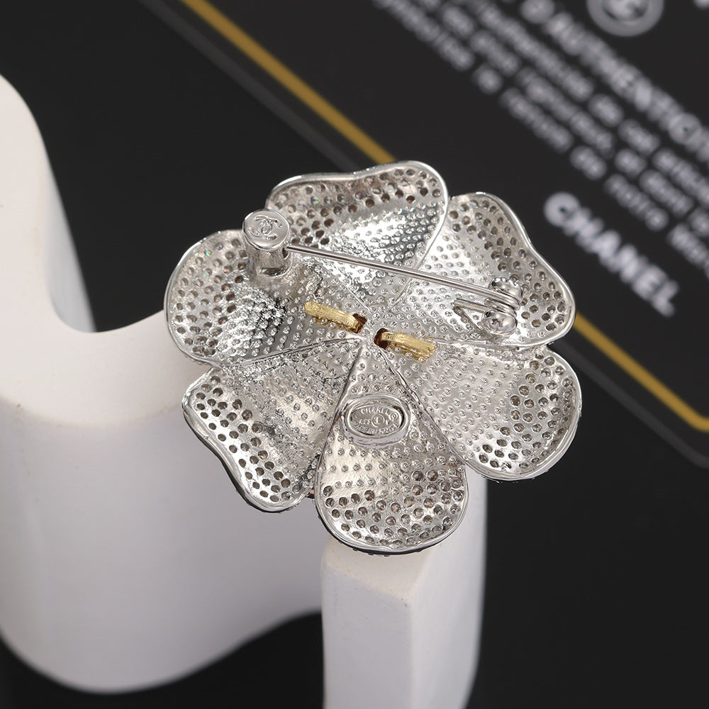 Chanel Camellia Pink Diamonds 18K Gold Brooch