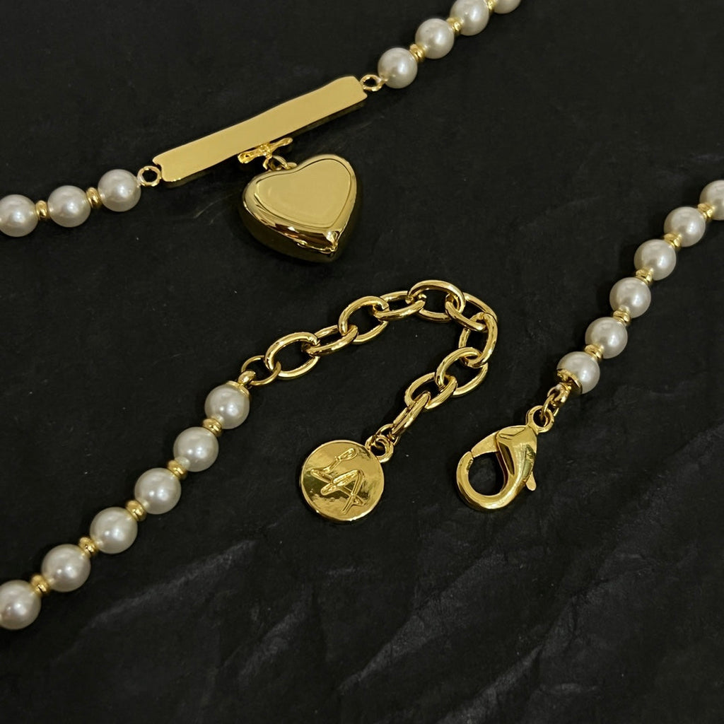 Celine Heart Pearl 18K Gold Necklace
