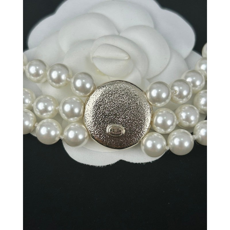 Chanel Choker Pearl Chain 18K Gold Necklace