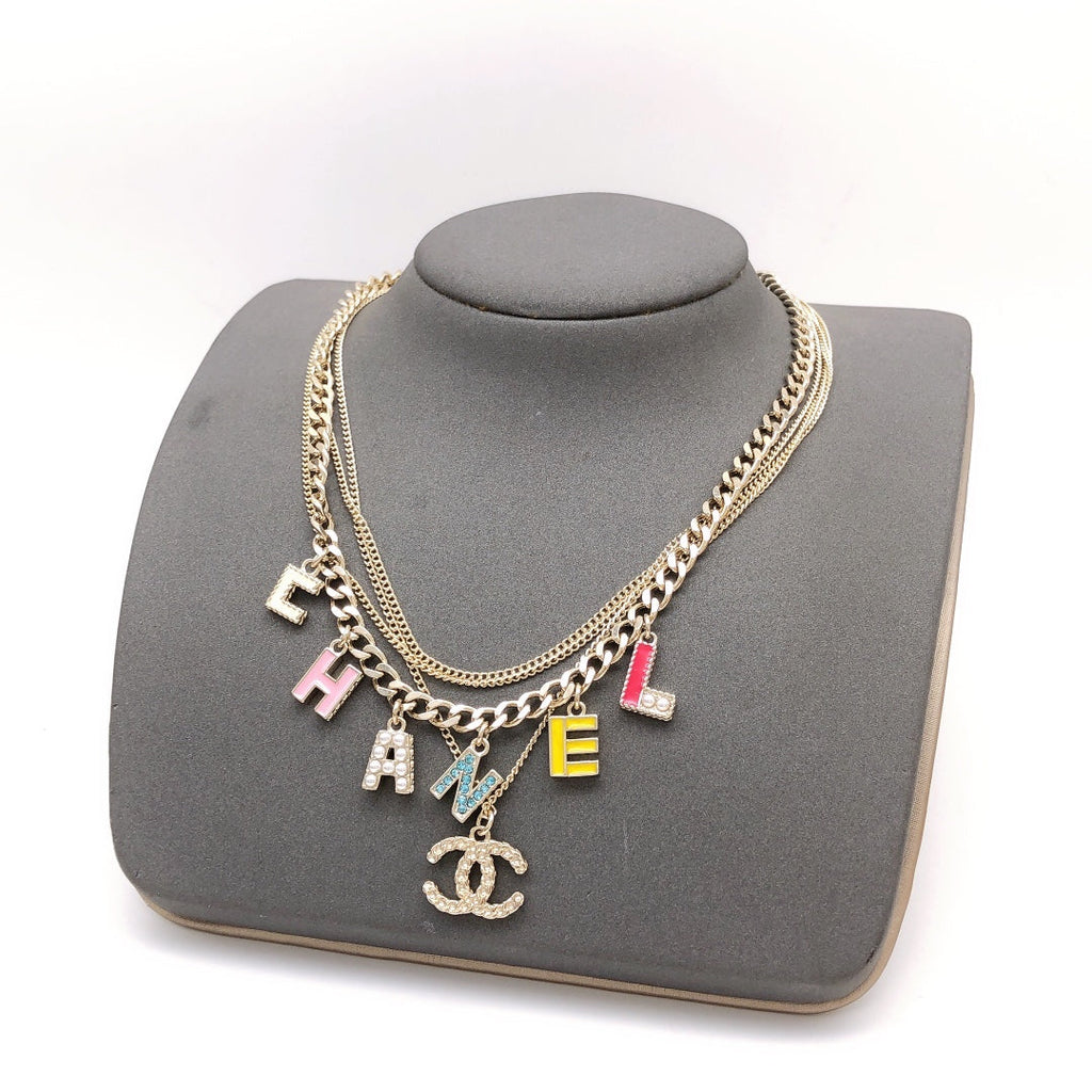 Chanel Color Typo 18K Gold Necklace