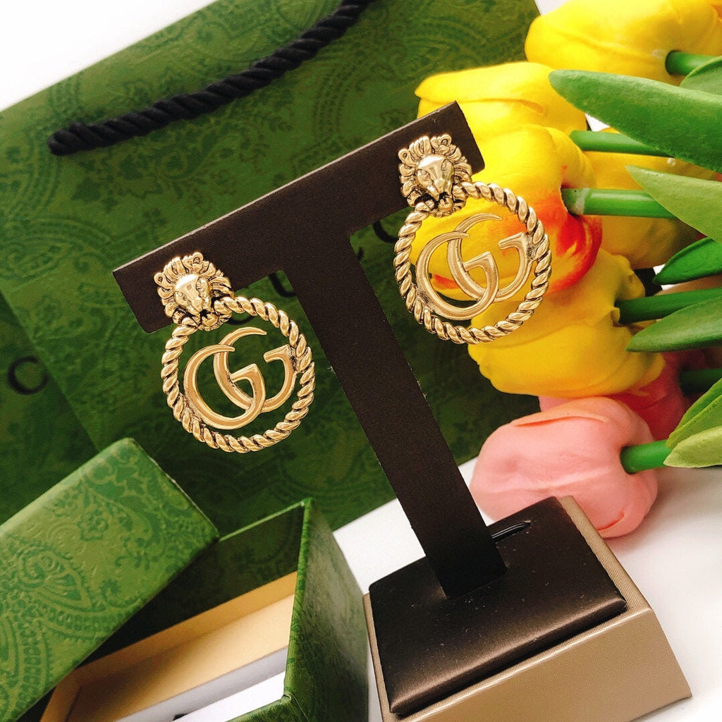 Gucci Double Pendant 18K Gold Earrings
