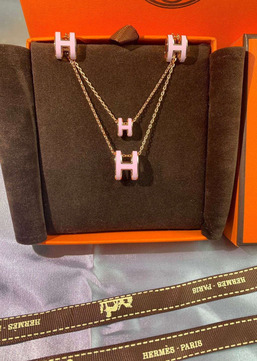 Hermes Mini Pop Pink 18K Gold Necklace