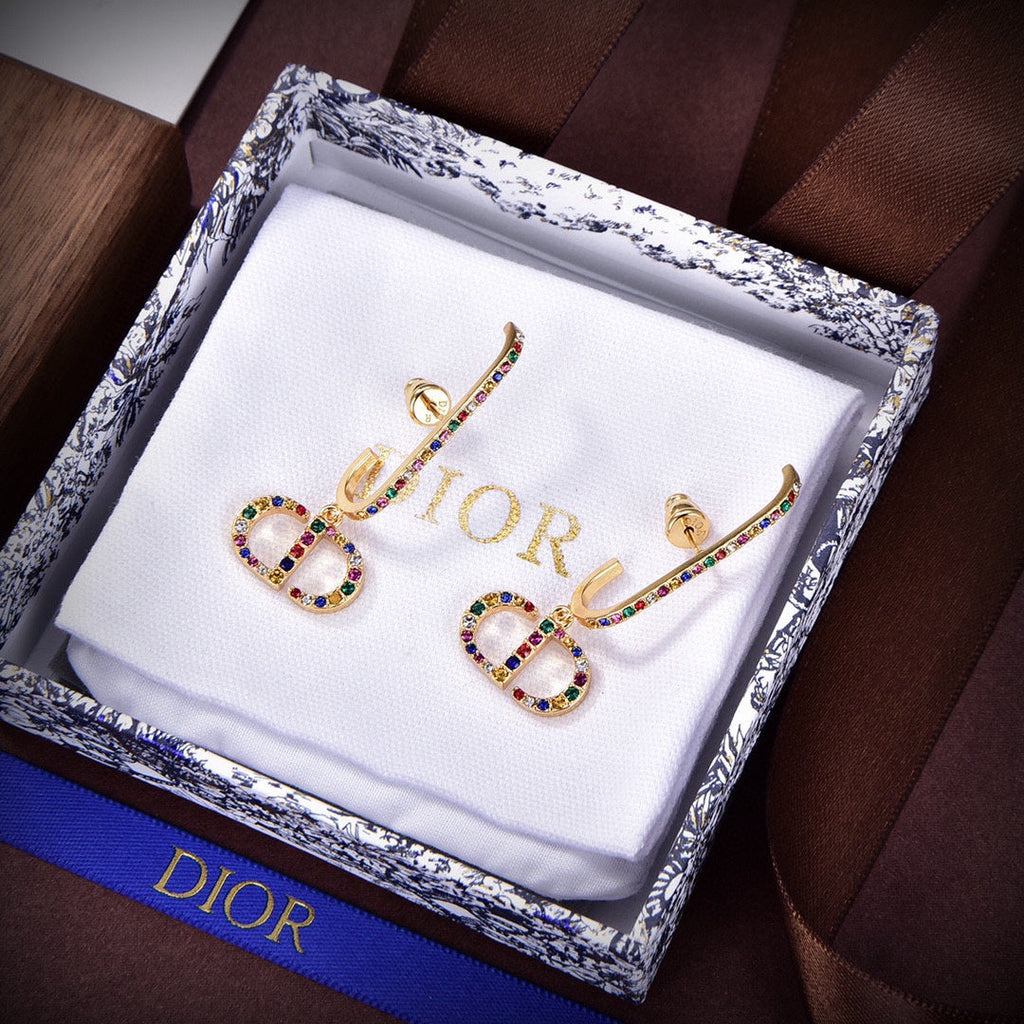 Dior 30 Montaigne Crystals 18K Gold Earrings